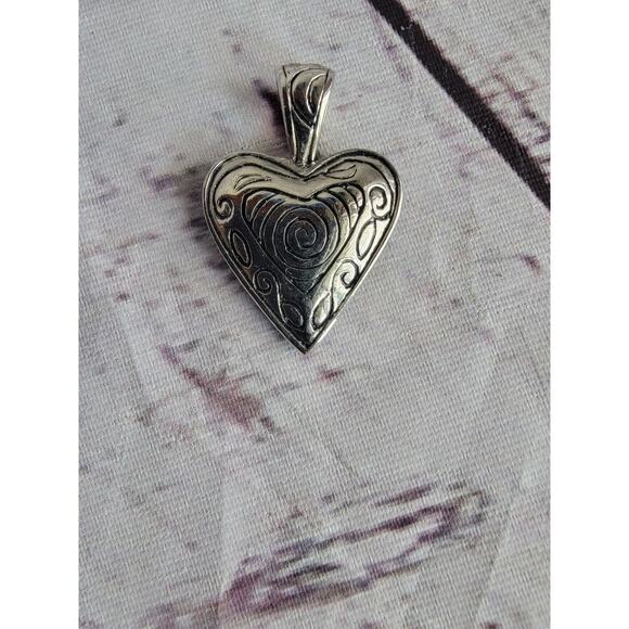 Lia Sophia Heart Reversible Silver Tone Double Sided Pendant Charm Slide - Picture 1 of 3